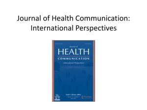 Journal of Health Communication: International Perspectives JHC Facts