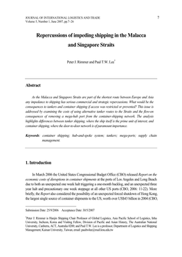 Repercussions of Impeding Shipping in the Malacca and Singapore Straits