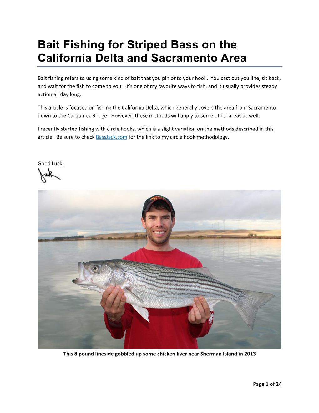 Bait Fishing for Striped Bass on the California Delta and Sacramento Area