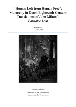 Monarchy in Dutch Eighteenth-Century Translations of John Milton's Paradise Lost