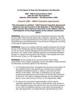 Interim GRP - MNLF Ceasefire Agreement