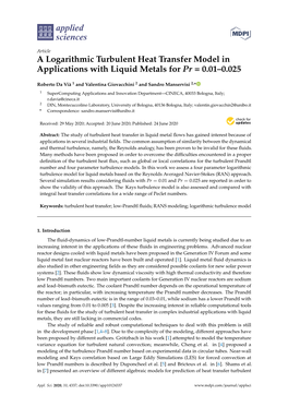 A Logarithmic Turbulent Heat Transfer Model in Applications with Liquid Metals for Pr = 0.01–0.025