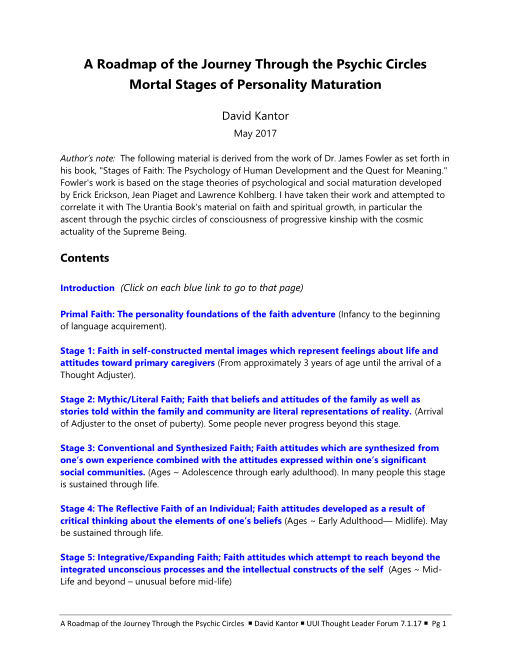 A Roadmap of the Journey Through the Psychic Circles Mortal Stages of Personality Maturation