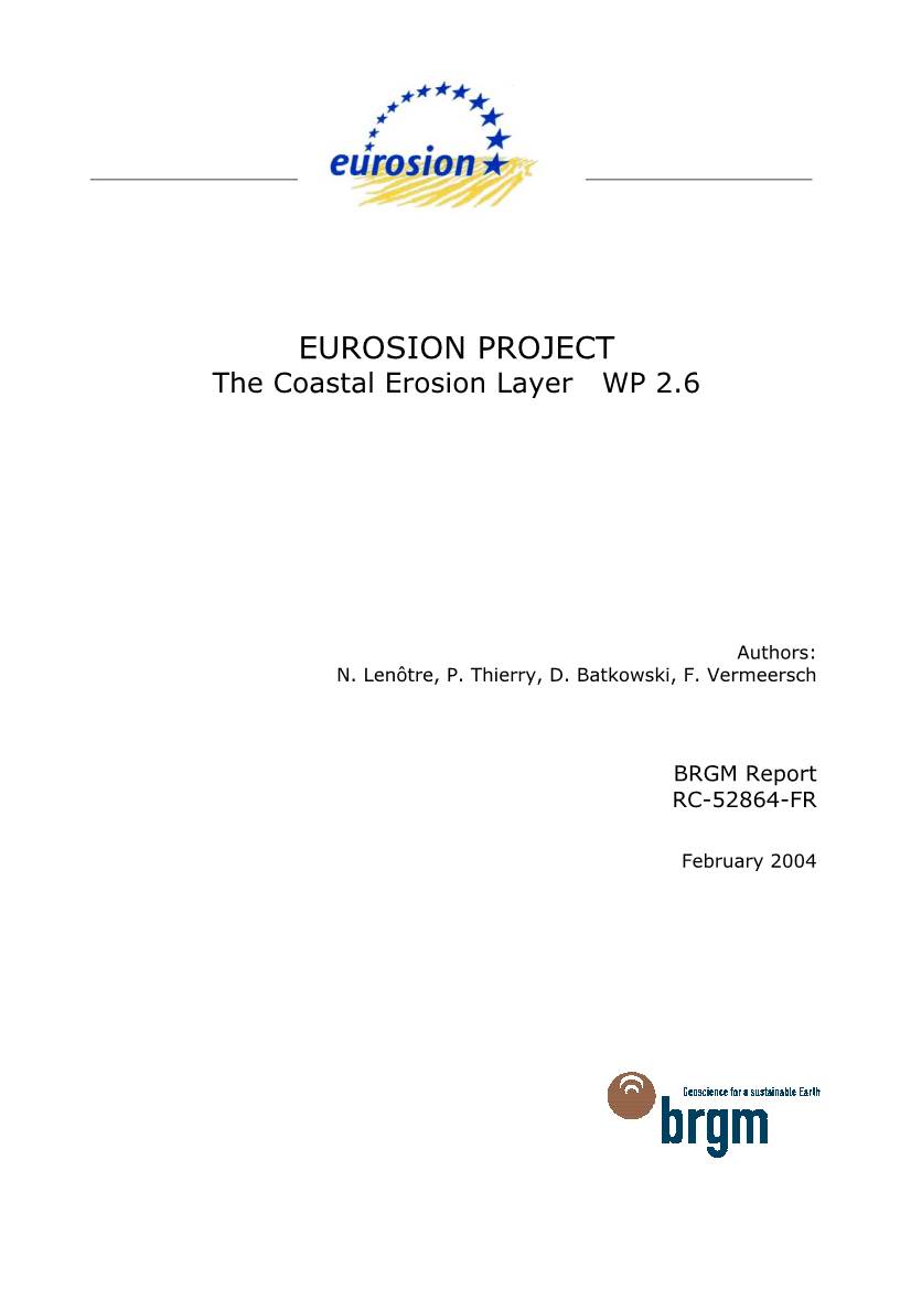 EUROSION PROJECT the Coastal Erosion Layer WP 2.6