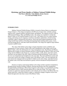 Chintro Malheur WQ Study Introduction