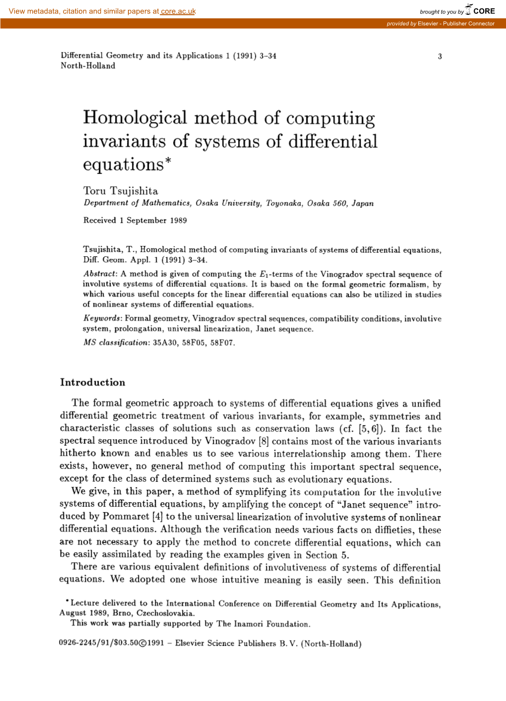 Homological Method of Computing Invariants of Systems of Differential Equations*