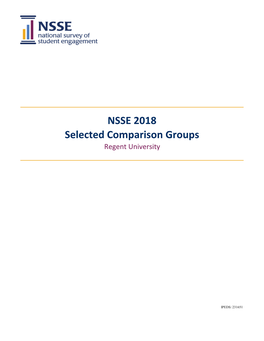 NSSE 2018 Selected Comparison Groups Regent University