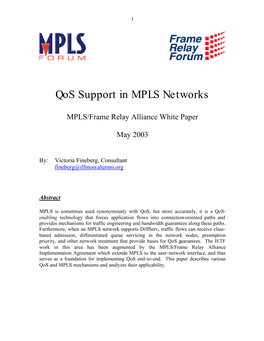 Qos Support in MPLS Networks