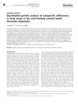 Quantitative Genetic Analysis of Subspecific Differences in Body