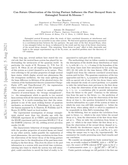 Arxiv:1912.04798V3 [Quant-Ph] 5 Aug 2021 the KLOE Experiment and Its Successor KLOE-2 [7–9] at Nel at T1