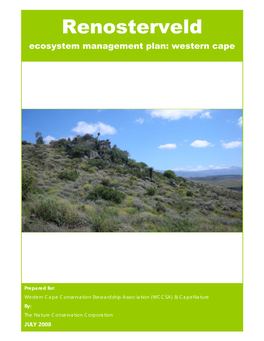 Renosterveld Ecosystem Management Plan: Western Cape