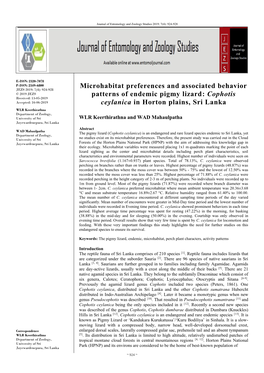 Microhabitat Preferences and Associated Behavior Patterns Of