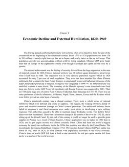 Chapter 2 Economic Decline and External Humiliation, 1820-1949