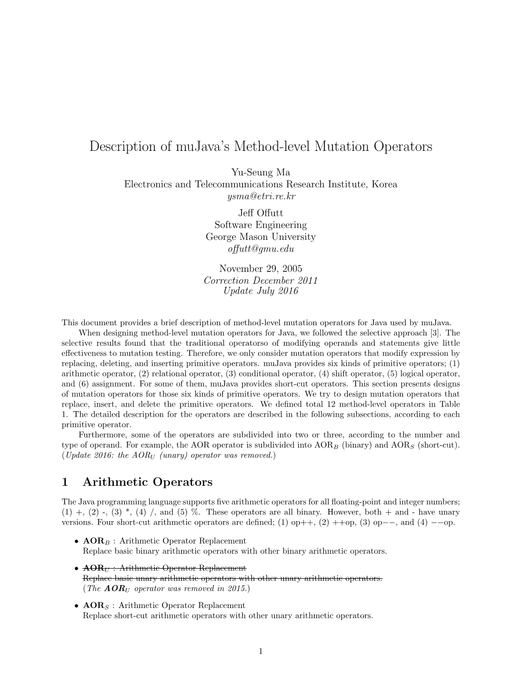 Method-Level Mutation Operators