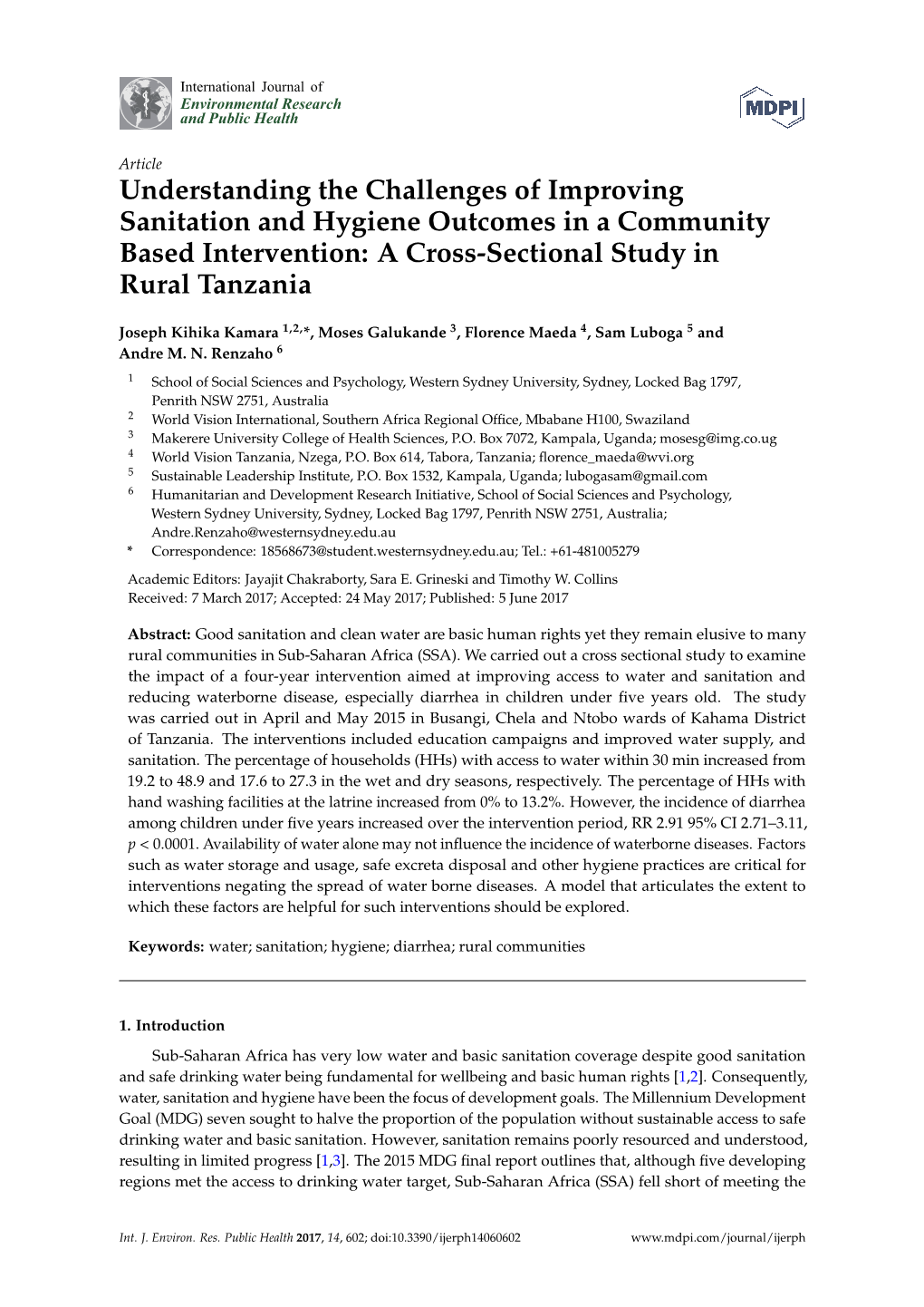 Understanding the Challenges of Improving Sanitation and Hygiene Outcomes in a Community Based Intervention: a Cross-Sectional Study in Rural Tanzania