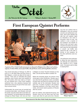 Violinoctet Violin First European Quintet Performs