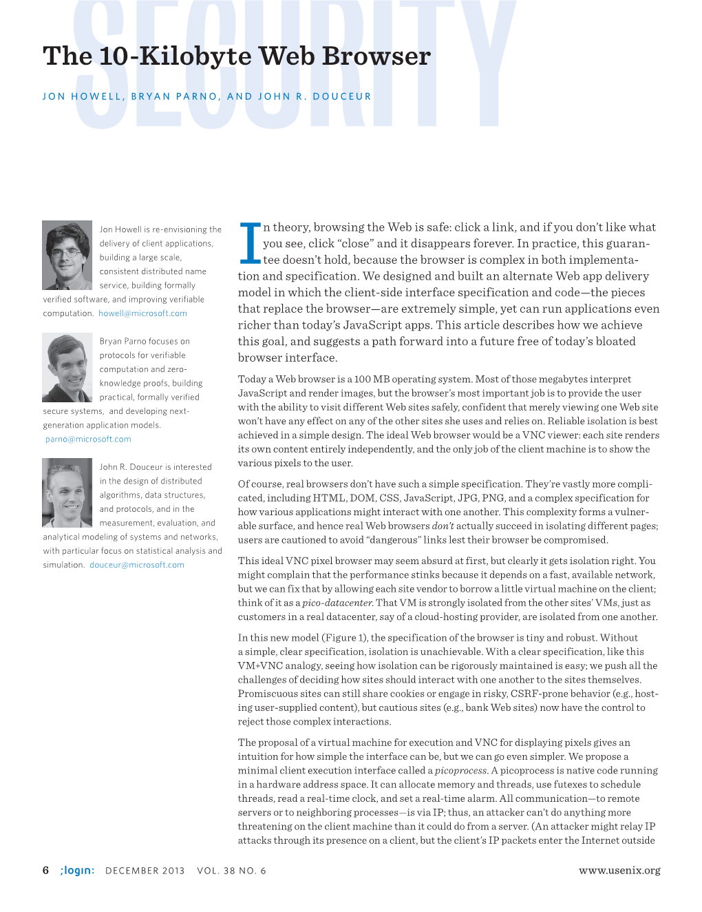The 10-Kilobyte Web Browser Jon Securityhowell, Bryan Parno, and John R