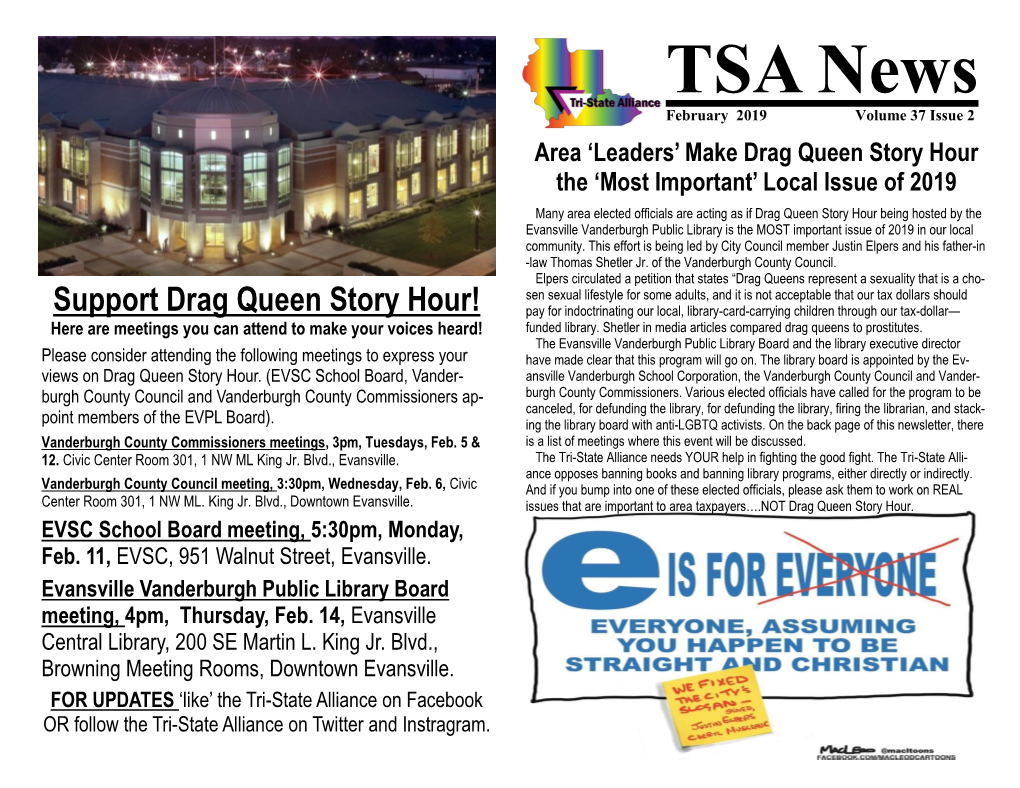 Discussion Continues for Evansville Drag Queen Story Hour 44News.Wevv.Com by Megan Diventi 1/29/2019