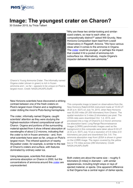 The Youngest Crater on Charon? 30 October 2015, by Tricia Talbert