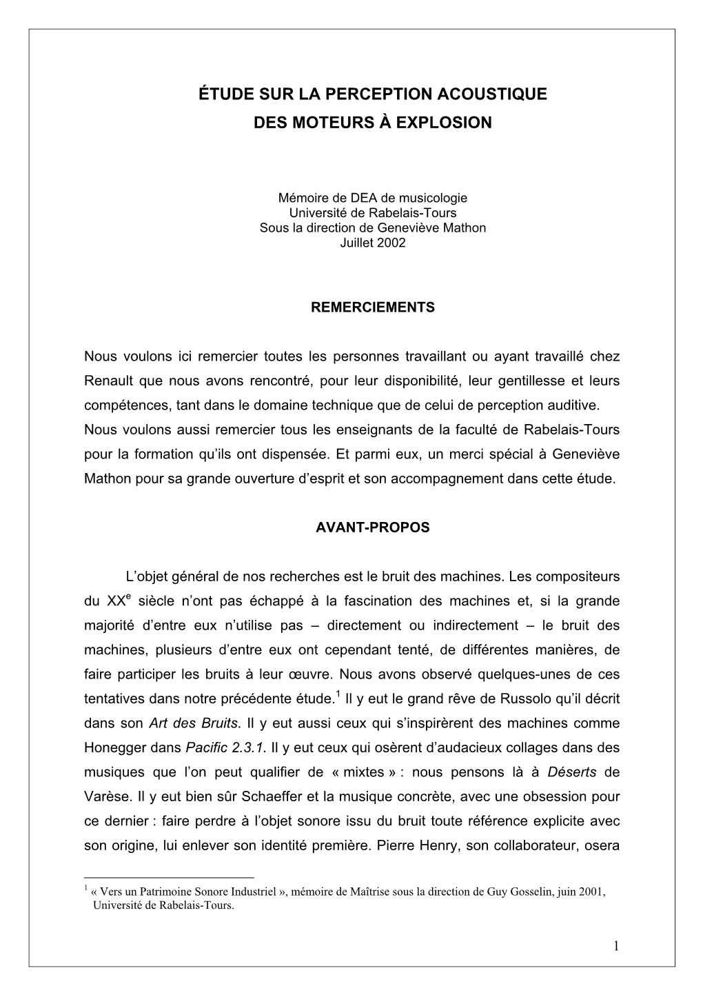 Étude Sur La Perception Acoustique Des Moteurs À Explosion