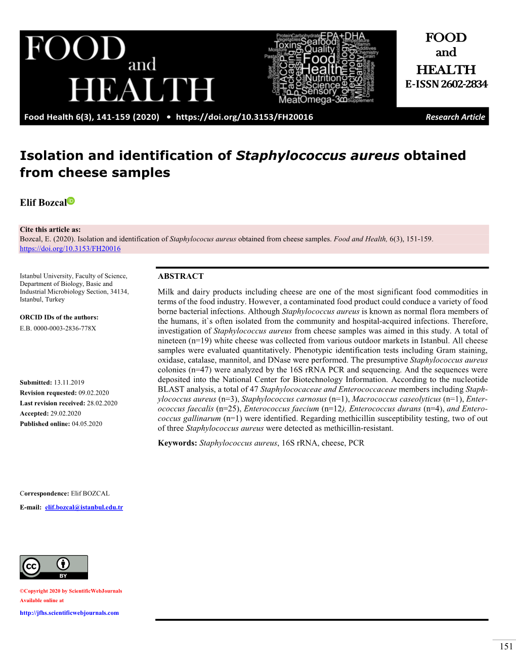 FOOD and HEALTH Isolation and Identification of Staphylococcus