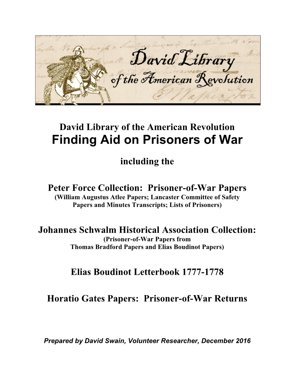 Finding Aid on Prisoners of War