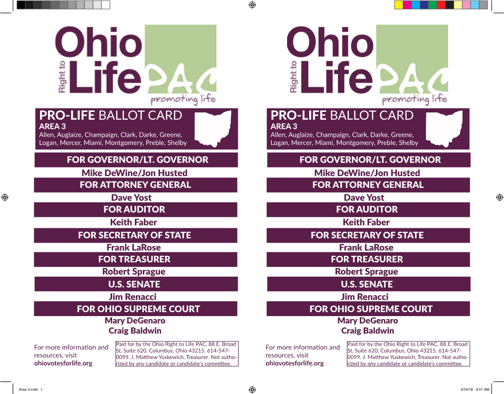 Pro-Life Ballot Card Pro-Life Ballot