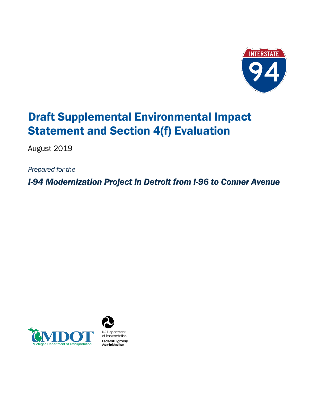 Draft Supplemental Environmental Impact Statement and Section 4(F) Evaluation August 2019