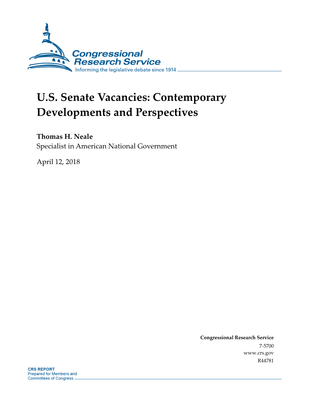 US Senate Vacancies