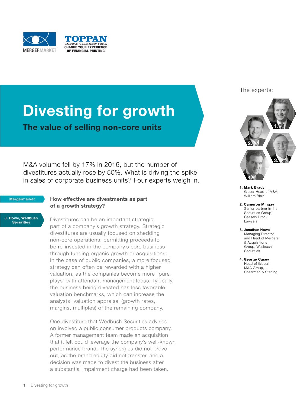 Divesting for Growth the Value of Selling Non-Core Units 1