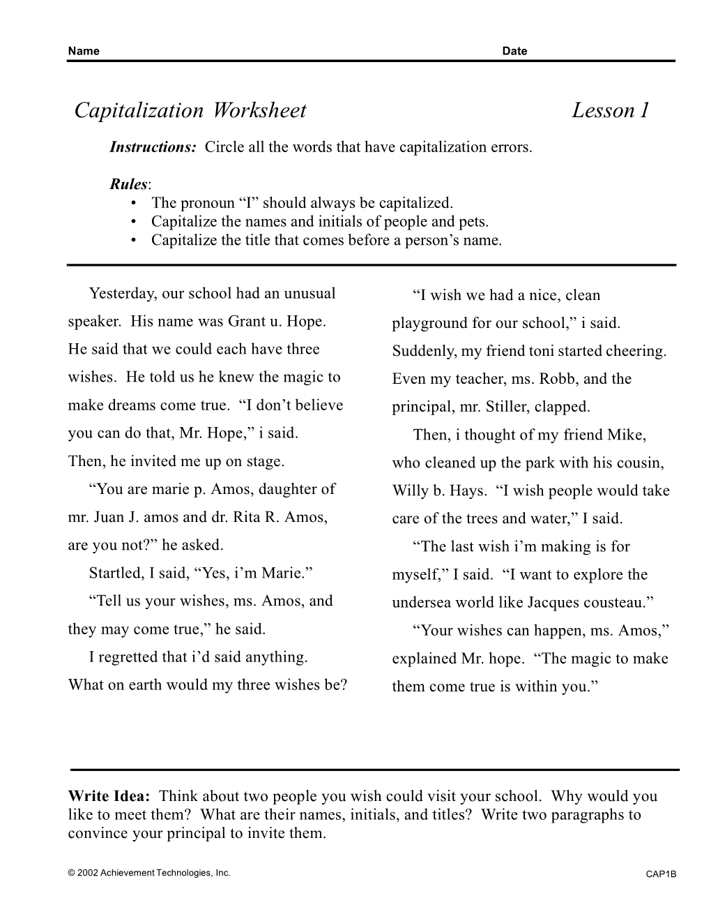 Language Arts B Worksheets