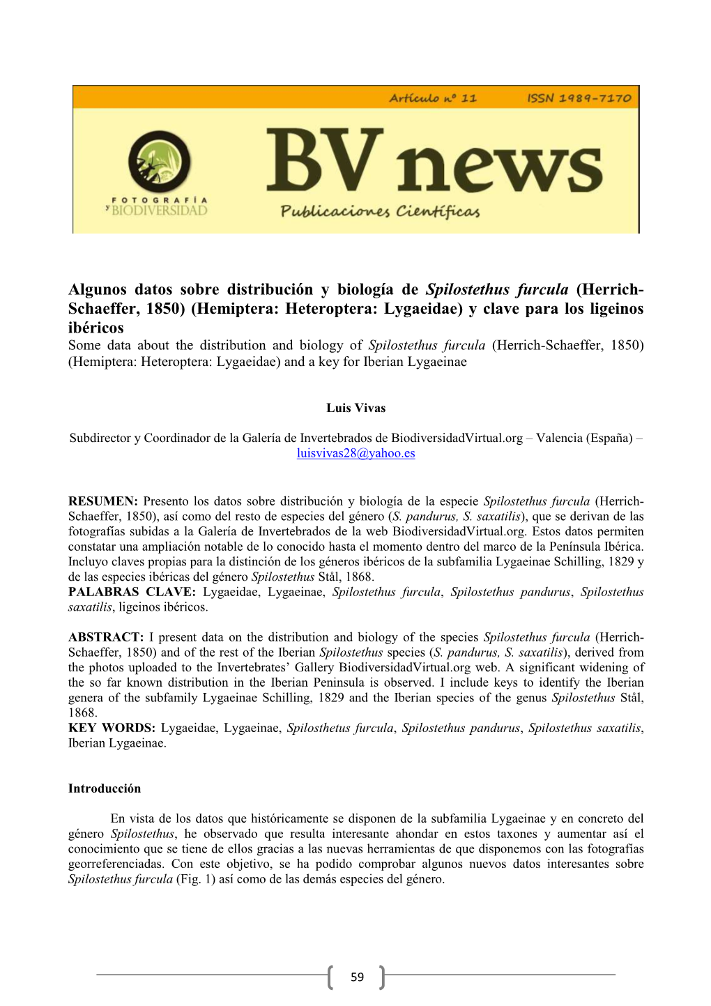 Algunos Datos Sobre Distribución Y Biología De Spilostethus Furcula