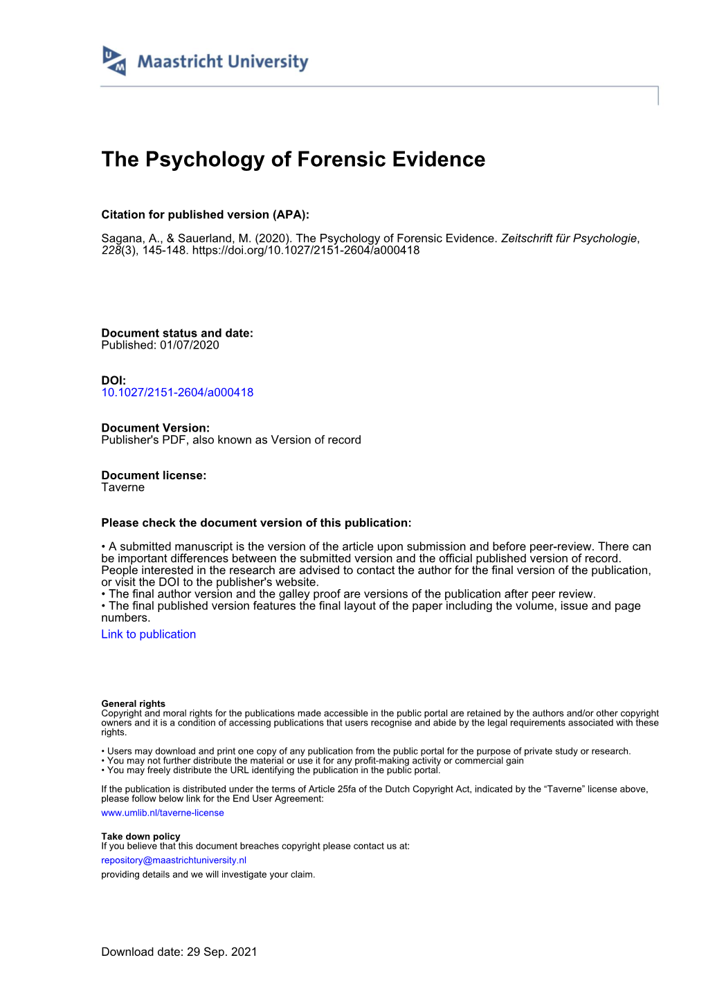 The Psychology of Forensic Evidence