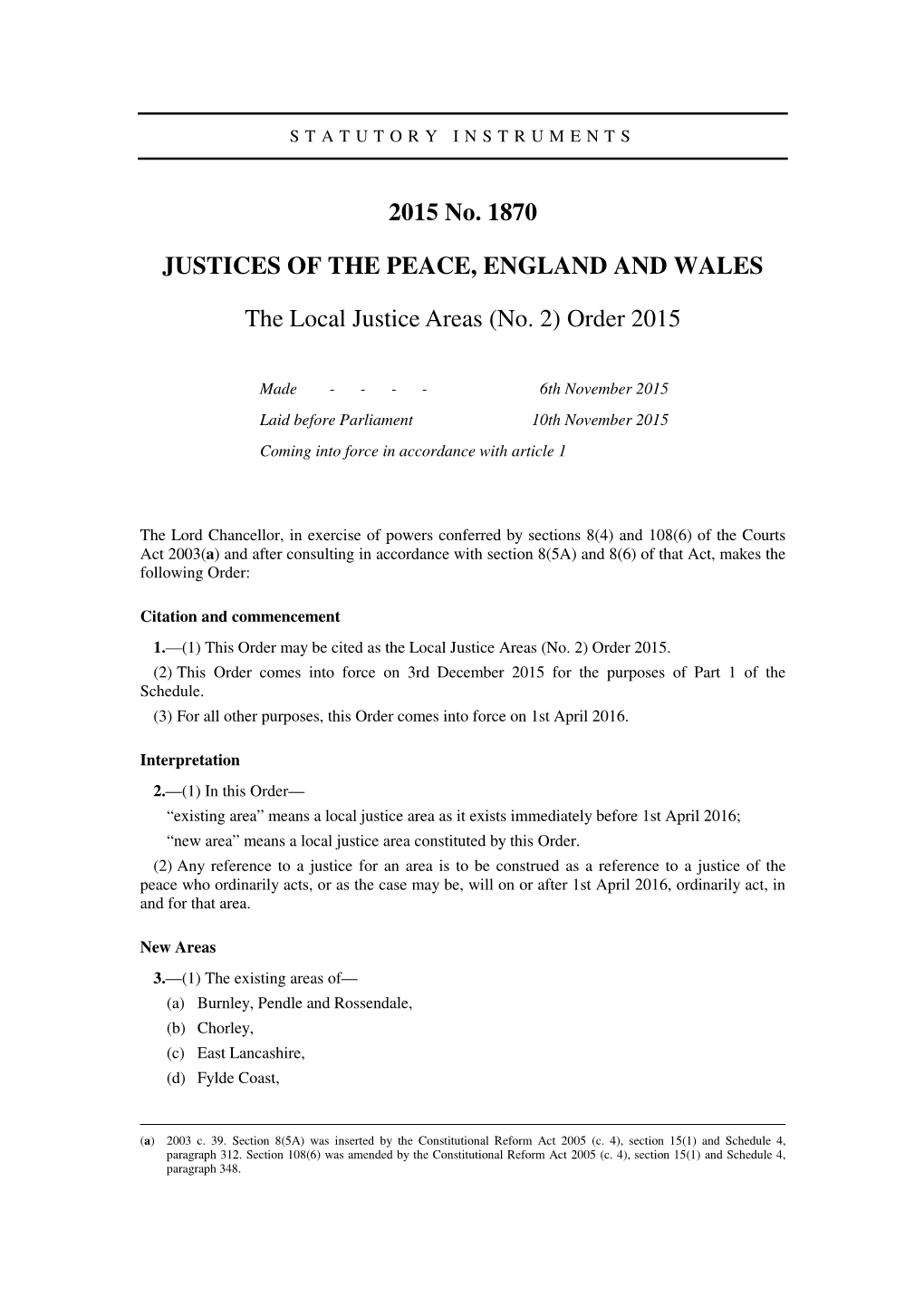 The Local Justice Areas (No. 2) Order 2015