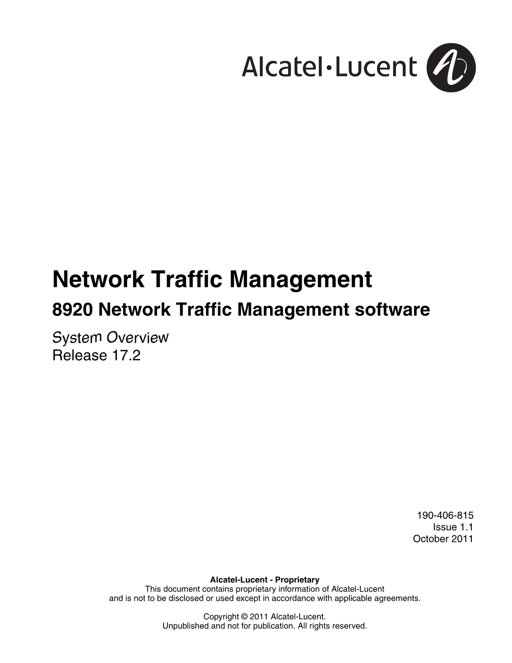 8920 Network Traffic Management Software System Overview Release 17.2