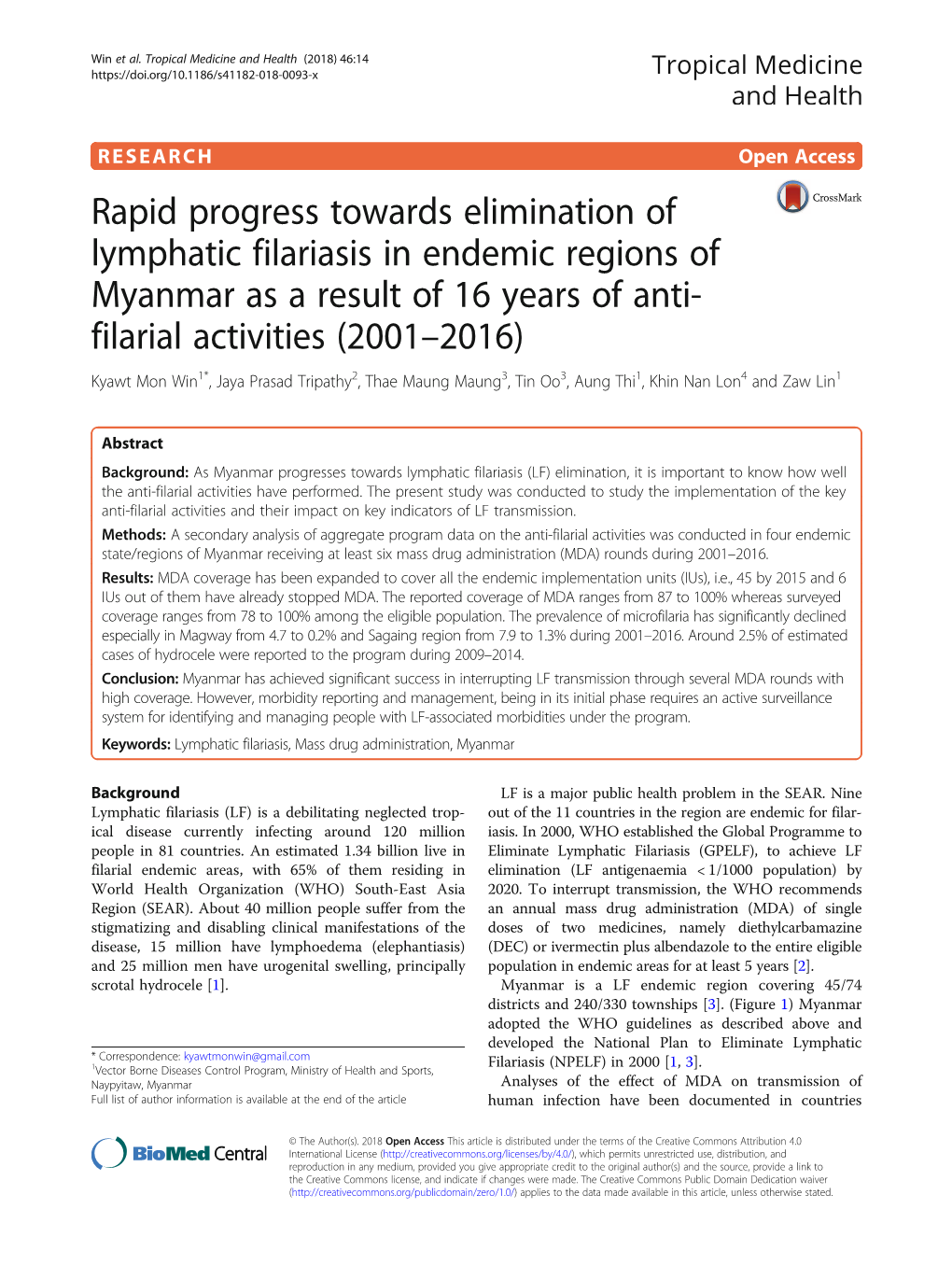 Rapid Progress Towards Elimination of Lymphatic Filariasis in Endemic