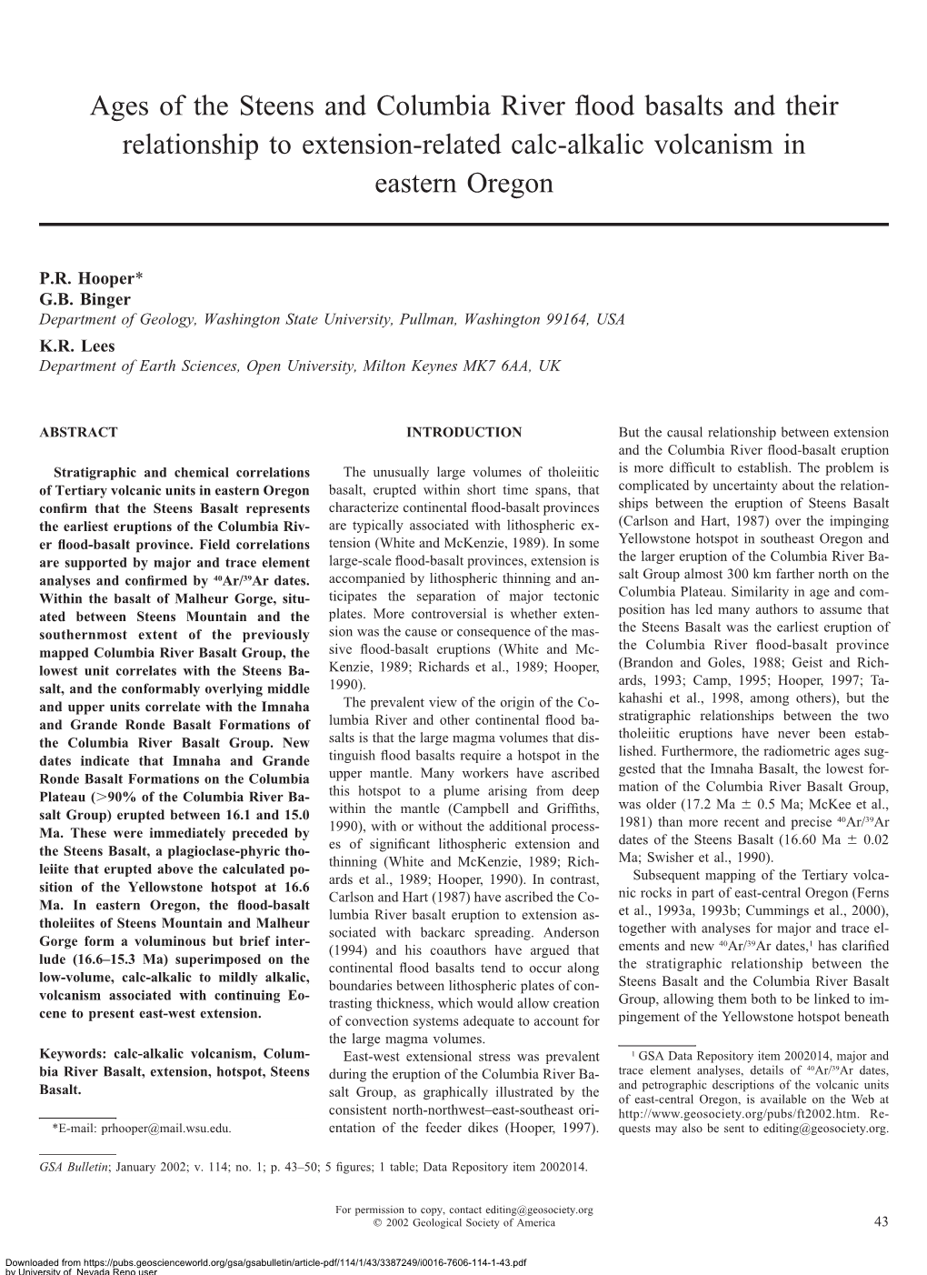 Ages of the Steens and Columbia River Flood Basalts and Their