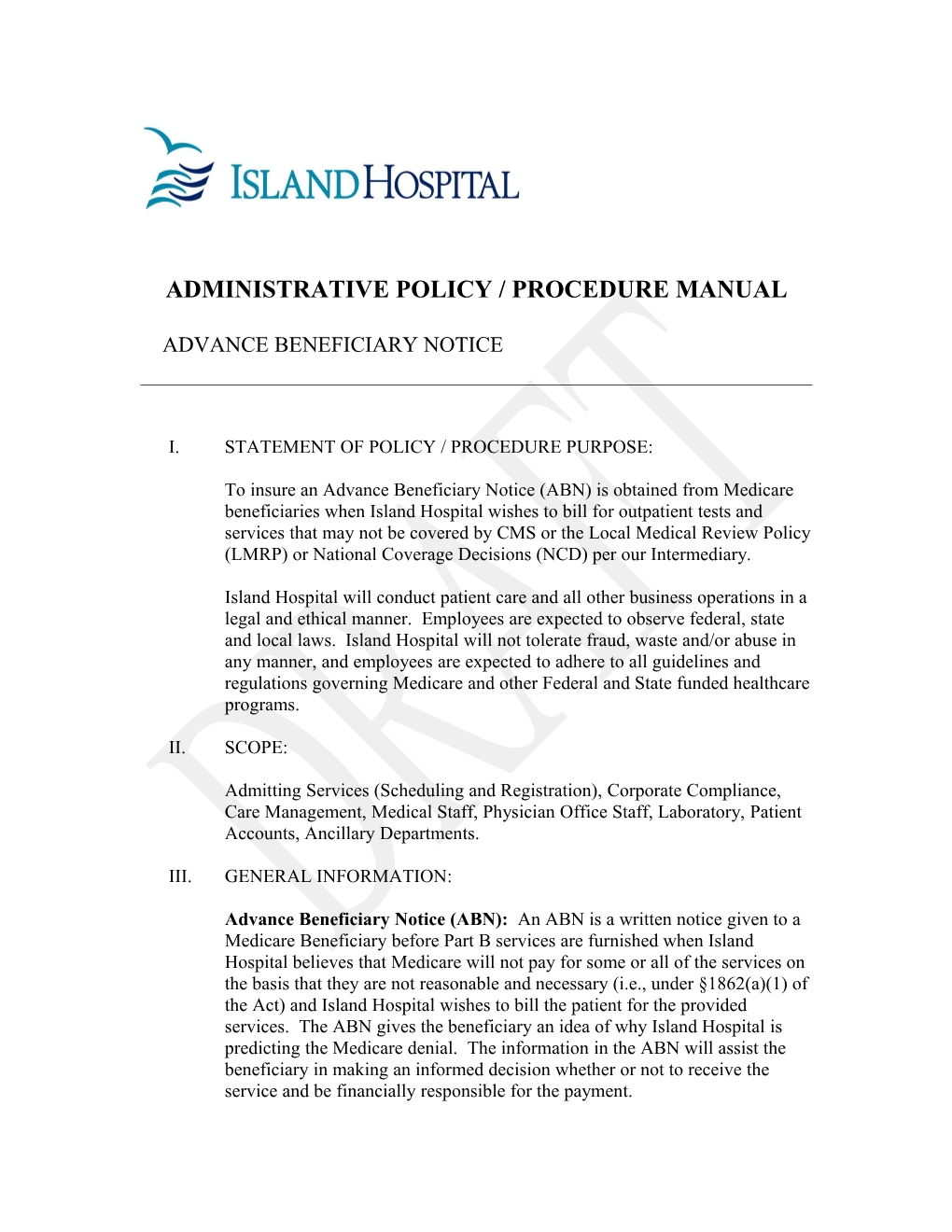 Administrative Policy / Procedure Manual