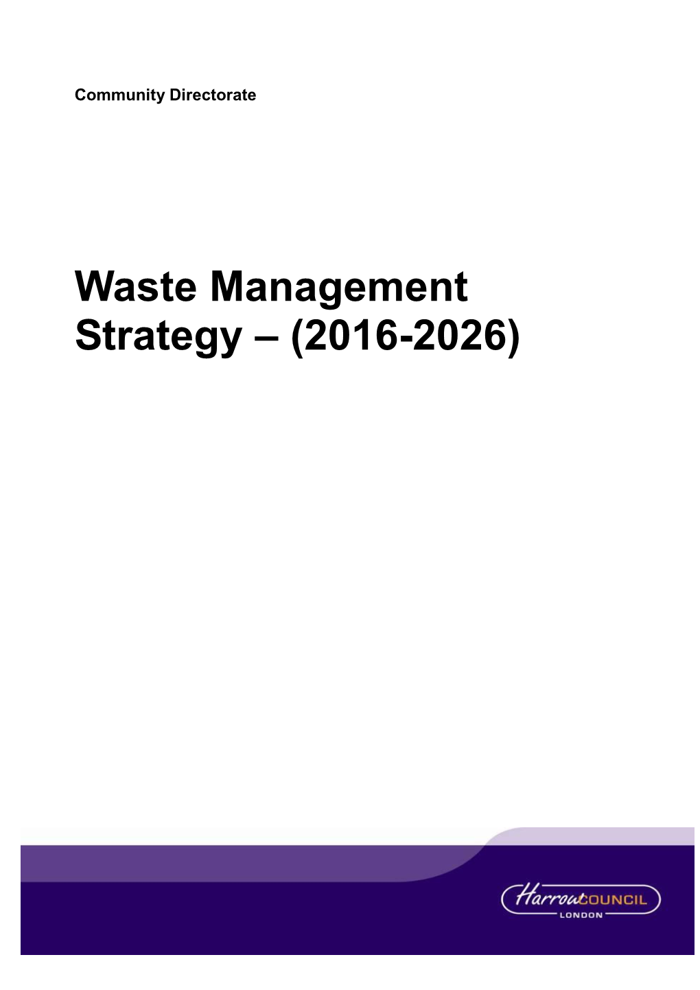 Waste Management Strategy 2016-2026