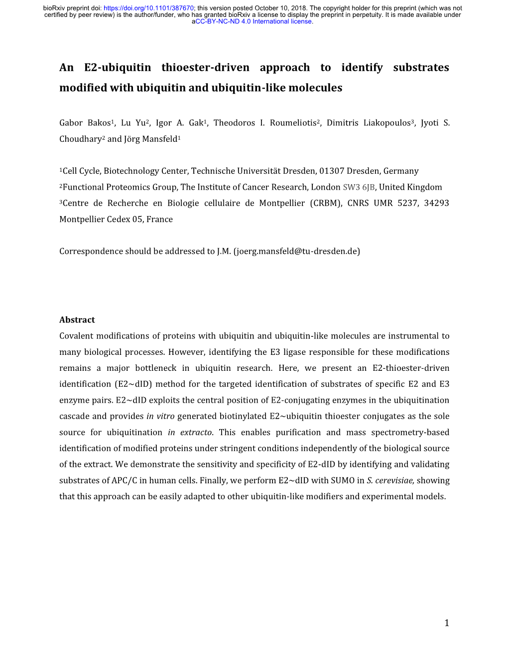 An E2-Ubiquitin Thioester-Driven Approach to Identify Substrates Modified with Ubiquitin and Ubiquitin-Like Molecules