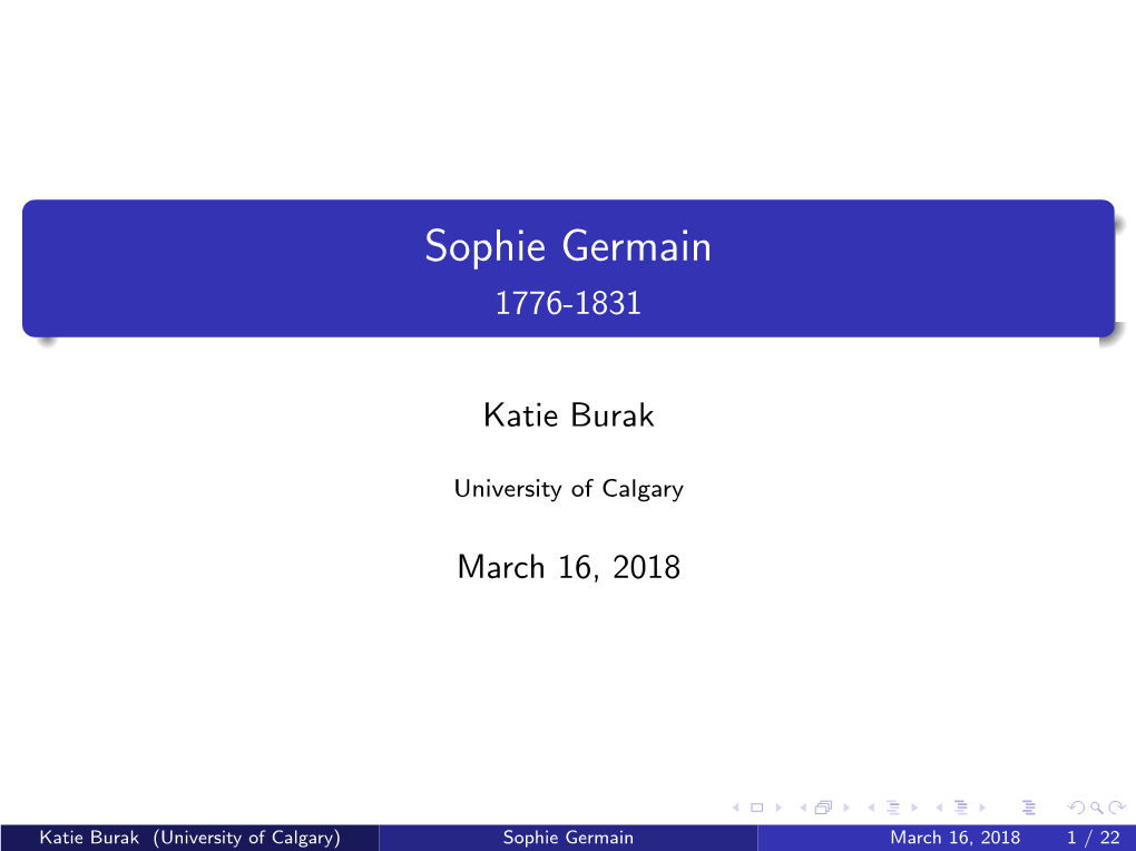 Sophie Germain 1776-1831