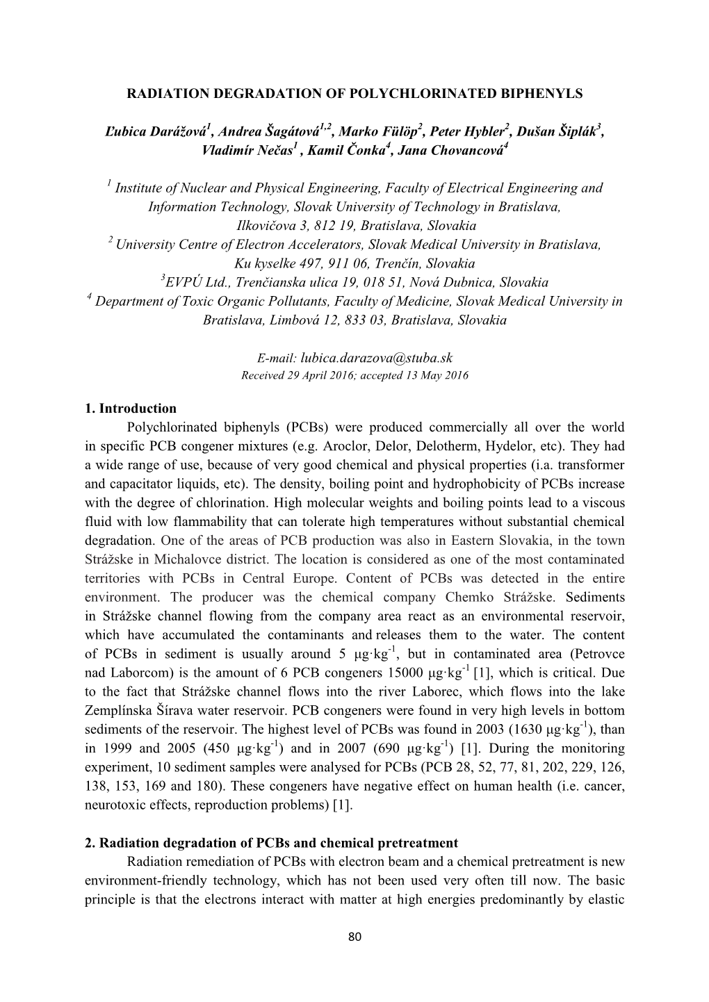 Radiation Degradation of Polychlorinated Biphenyls