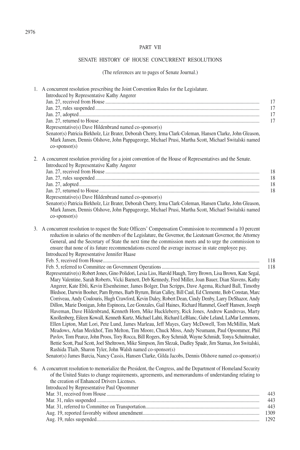 Senate History of House Concurrent Resolutions