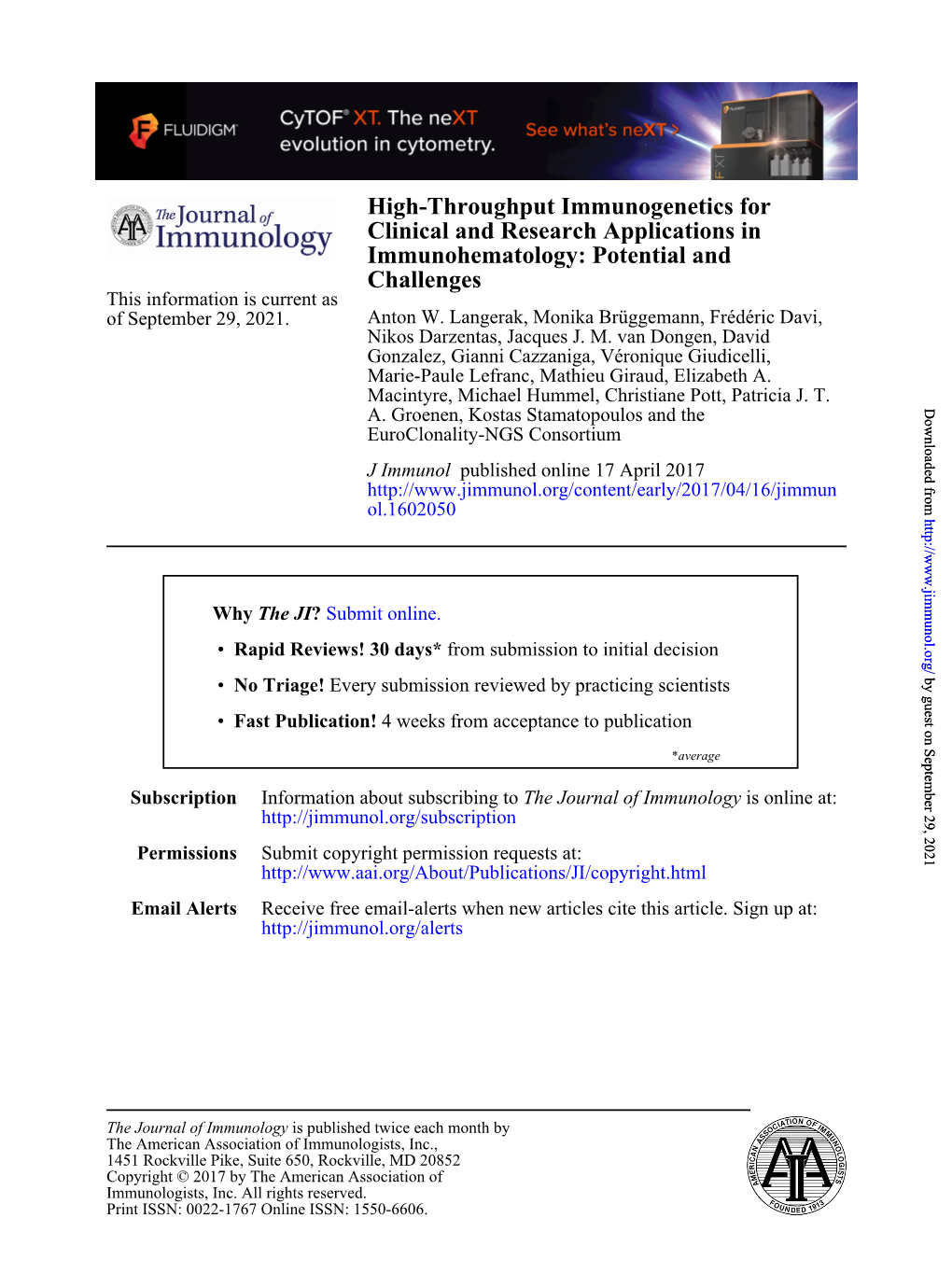 High-Throughput Immunogenetics for Clinical and Research Applications in Immunohematology: Potential and Challenges