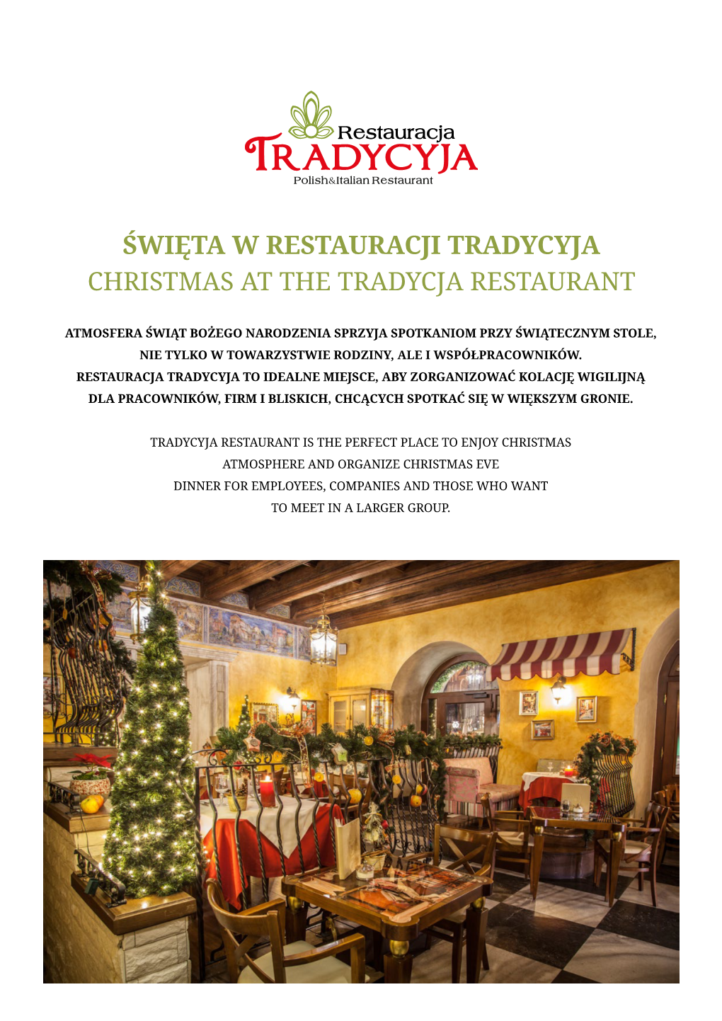 Święta W Restauracji Tradycyja Christmas at the Tradycja Restaurant