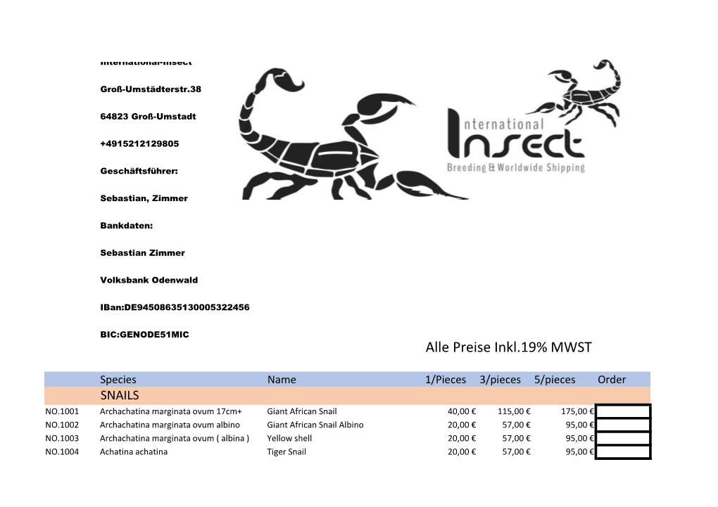 Alle Preise Inkl.19% MWST