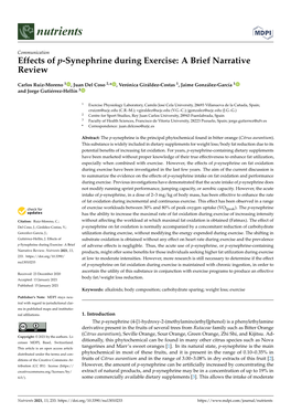 Effects of P-Synephrine During Exercise: a Brief Narrative Review