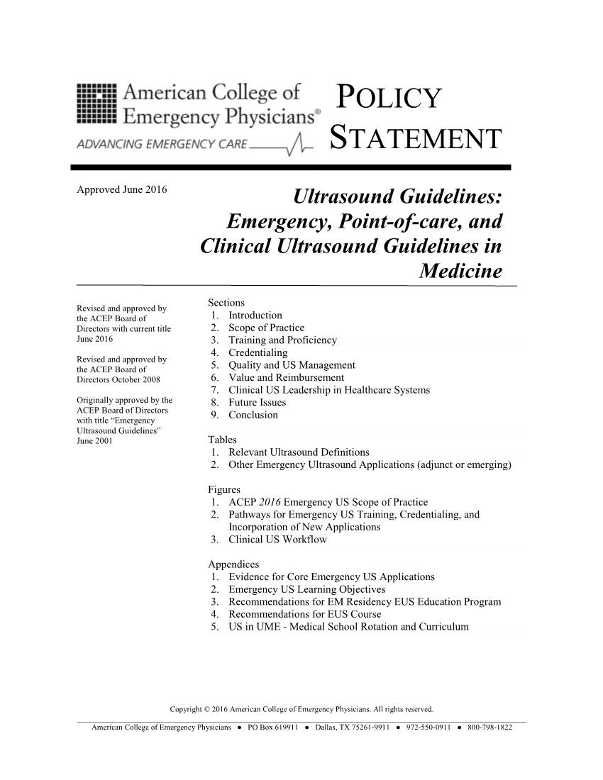 Ultrasound Guidelines: Emergency, Point-Of-Care, and Clinical Ultrasound Guidelines in Medicine