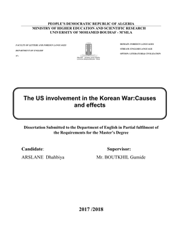 The US Involvement in the Korean War:Causes and Effects