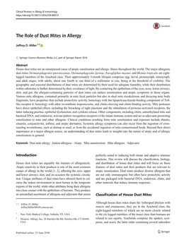 The Role of Dust Mites in Allergy